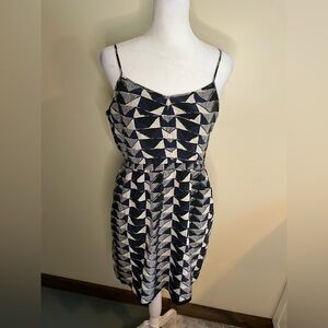 Madewell Silk Navy and White Lydia Triangle Geometric Mini Dress
